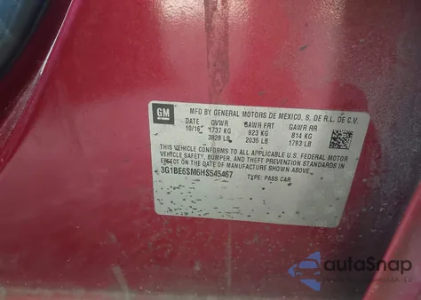 2017 Chevrolet Cruze Lt Auto from USA, damaged, VIN 3G1BE6SM6HS545467